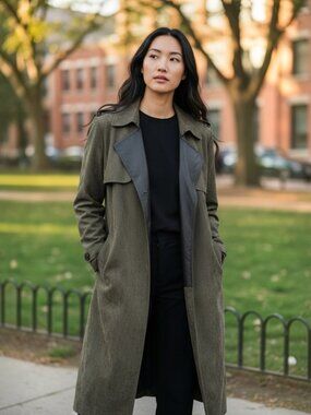 fab'rik Olive Green Trench Coat size S